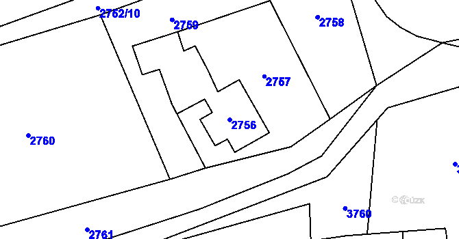 Parcela st. 2756 v KÚ Horní Lutyně, Katastrální mapa