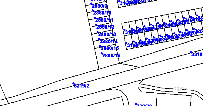 Parcela st. 2880/16 v KÚ Horní Lutyně, Katastrální mapa