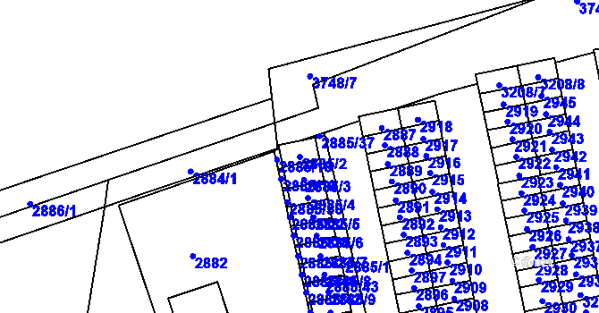 Parcela st. 2885/2 v KÚ Horní Lutyně, Katastrální mapa
