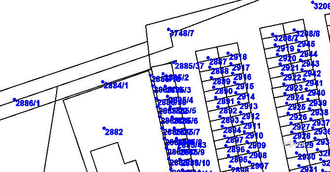 Parcela st. 2885/3 v KÚ Horní Lutyně, Katastrální mapa