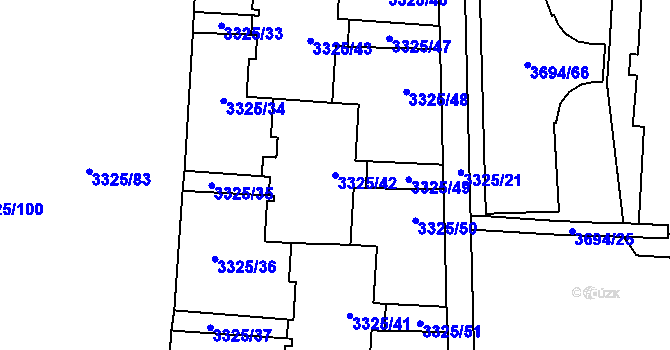 Parcela st. 3325/42 v KÚ Horní Lutyně, Katastrální mapa