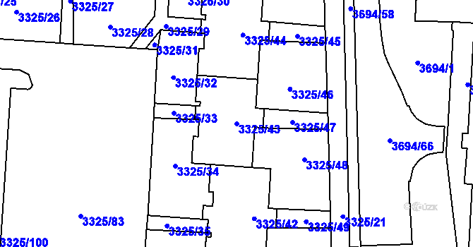 Parcela st. 3325/43 v KÚ Horní Lutyně, Katastrální mapa