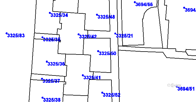 Parcela st. 3325/50 v KÚ Horní Lutyně, Katastrální mapa