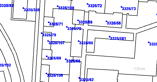 Parcela st. 3325/60 v KÚ Horní Lutyně, Katastrální mapa