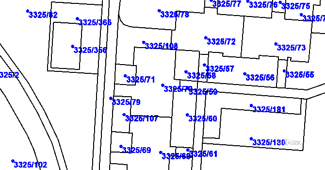 Parcela st. 3325/70 v KÚ Horní Lutyně, Katastrální mapa
