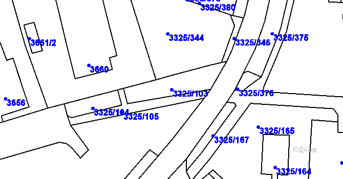 Parcela st. 3325/103 v KÚ Horní Lutyně, Katastrální mapa