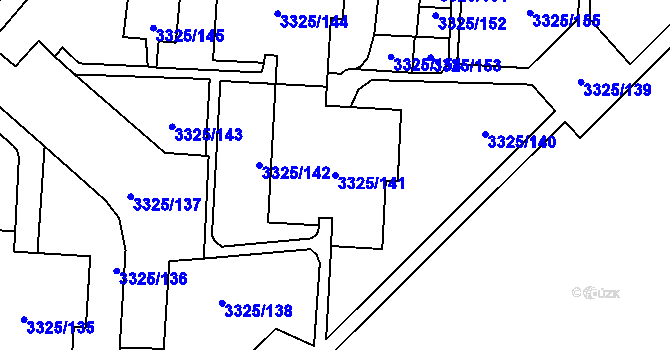Parcela st. 3325/141 v KÚ Horní Lutyně, Katastrální mapa