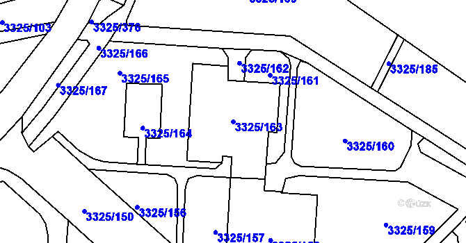 Parcela st. 3325/163 v KÚ Horní Lutyně, Katastrální mapa