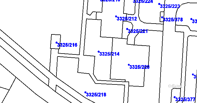 Parcela st. 3325/214 v KÚ Horní Lutyně, Katastrální mapa