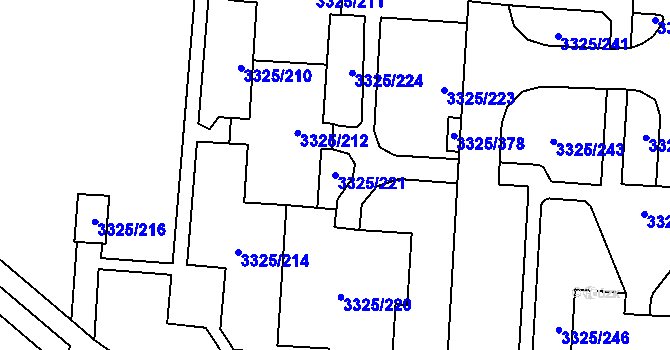 Parcela st. 3325/221 v KÚ Horní Lutyně, Katastrální mapa