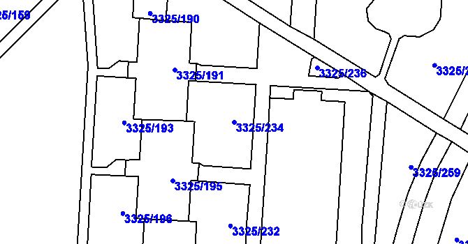 Parcela st. 3325/234 v KÚ Horní Lutyně, Katastrální mapa
