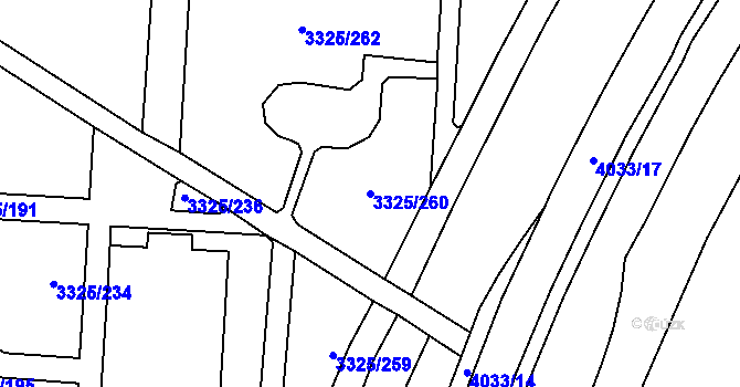 Parcela st. 3325/260 v KÚ Horní Lutyně, Katastrální mapa