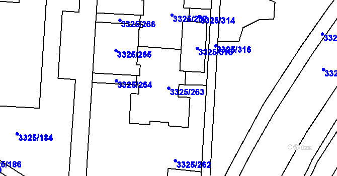 Parcela st. 3325/263 v KÚ Horní Lutyně, Katastrální mapa