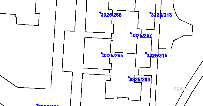 Parcela st. 3325/265 v KÚ Horní Lutyně, Katastrální mapa
