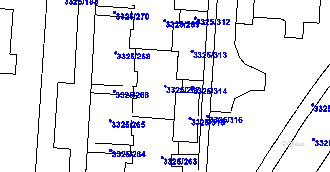 Parcela st. 3325/267 v KÚ Horní Lutyně, Katastrální mapa