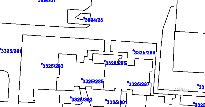 Parcela st. 3325/284 v KÚ Horní Lutyně, Katastrální mapa