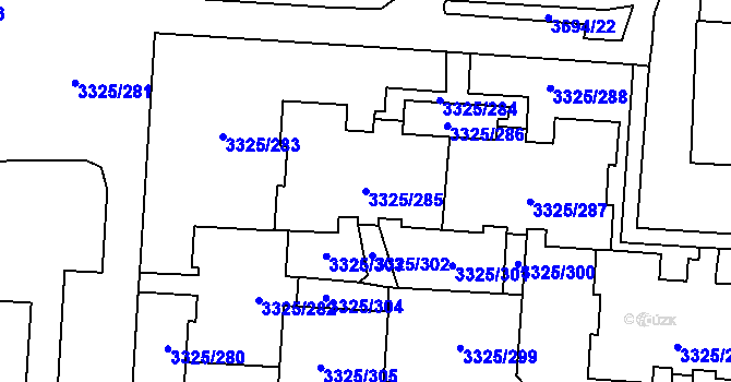 Parcela st. 3325/285 v KÚ Horní Lutyně, Katastrální mapa