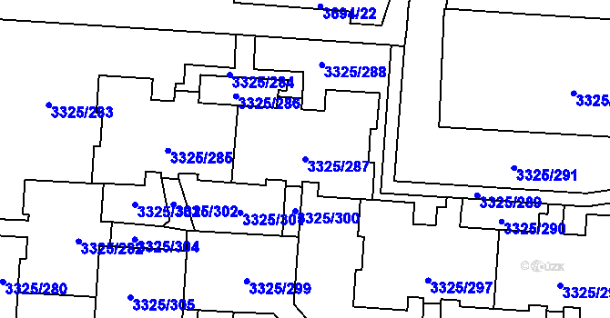 Parcela st. 3325/287 v KÚ Horní Lutyně, Katastrální mapa