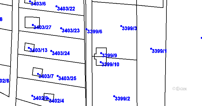 Parcela st. 3399/9 v KÚ Horní Lutyně, Katastrální mapa