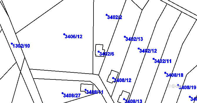 Parcela st. 3402/6 v KÚ Horní Lutyně, Katastrální mapa