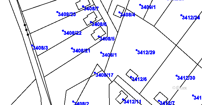 Parcela st. 3408/1 v KÚ Horní Lutyně, Katastrální mapa