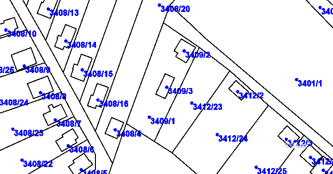 Parcela st. 3409/3 v KÚ Horní Lutyně, Katastrální mapa