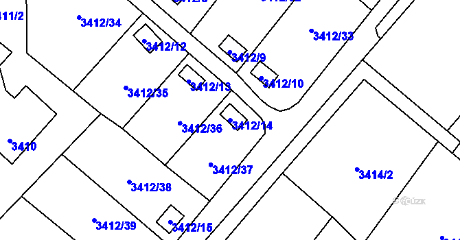 Parcela st. 3412/14 v KÚ Horní Lutyně, Katastrální mapa