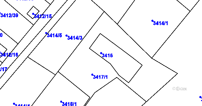 Parcela st. 3416 v KÚ Horní Lutyně, Katastrální mapa