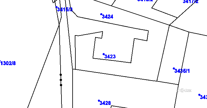 Parcela st. 3423 v KÚ Horní Lutyně, Katastrální mapa