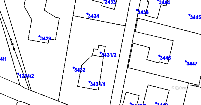 Parcela st. 3431/2 v KÚ Horní Lutyně, Katastrální mapa