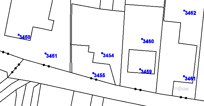 Parcela st. 3454 v KÚ Horní Lutyně, Katastrální mapa