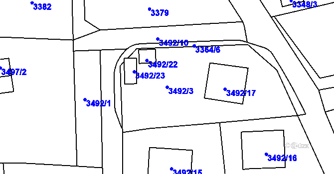 Parcela st. 3492/3 v KÚ Horní Lutyně, Katastrální mapa