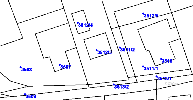 Parcela st. 3512/3 v KÚ Horní Lutyně, Katastrální mapa