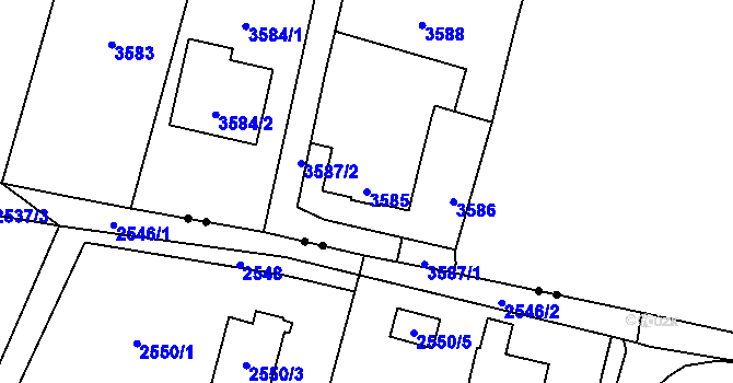 Parcela st. 3585 v KÚ Horní Lutyně, Katastrální mapa