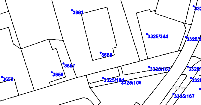Parcela st. 3660 v KÚ Horní Lutyně, Katastrální mapa