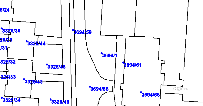 Parcela st. 3694/1 v KÚ Horní Lutyně, Katastrální mapa