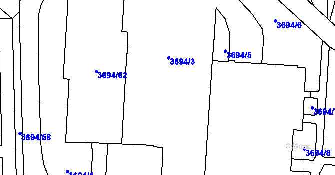 Parcela st. 3694/4 v KÚ Horní Lutyně, Katastrální mapa