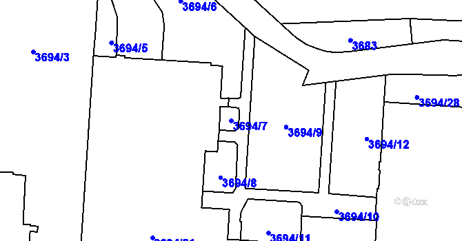 Parcela st. 3694/7 v KÚ Horní Lutyně, Katastrální mapa