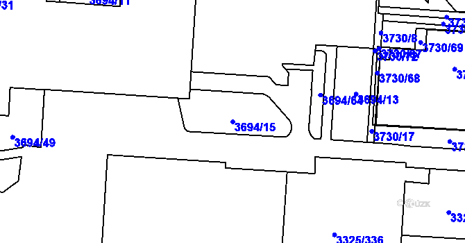 Parcela st. 3694/15 v KÚ Horní Lutyně, Katastrální mapa