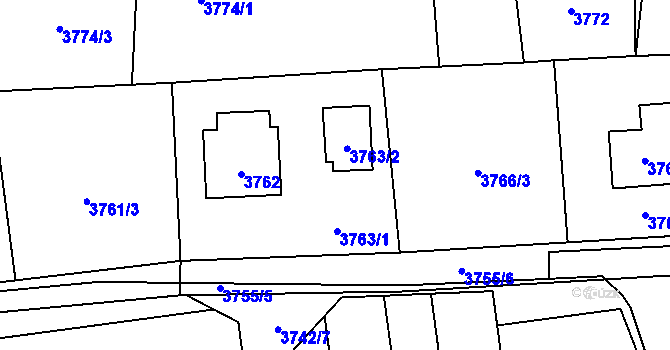 Parcela st. 3763 v KÚ Horní Lutyně, Katastrální mapa