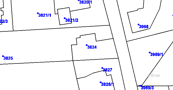 Parcela st. 3824 v KÚ Horní Lutyně, Katastrální mapa