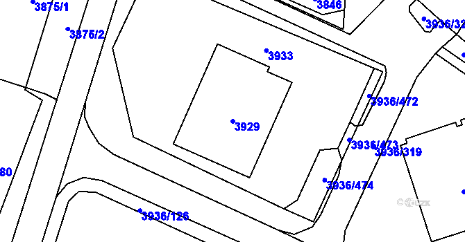 Parcela st. 3929 v KÚ Horní Lutyně, Katastrální mapa