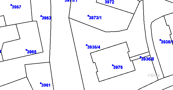 Parcela st. 3936/4 v KÚ Horní Lutyně, Katastrální mapa