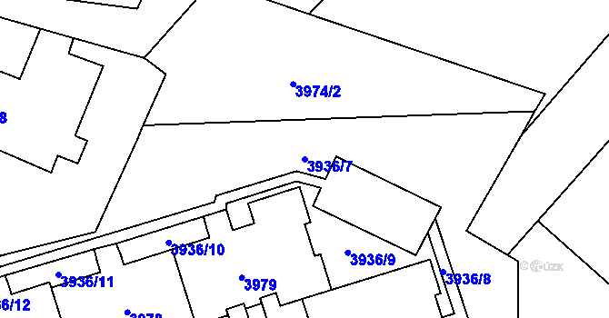 Parcela st. 3936/7 v KÚ Horní Lutyně, Katastrální mapa