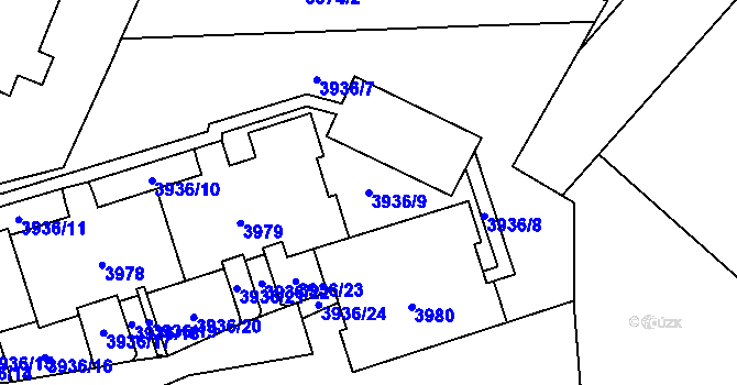 Parcela st. 3936/9 v KÚ Horní Lutyně, Katastrální mapa