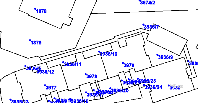 Parcela st. 3936/10 v KÚ Horní Lutyně, Katastrální mapa