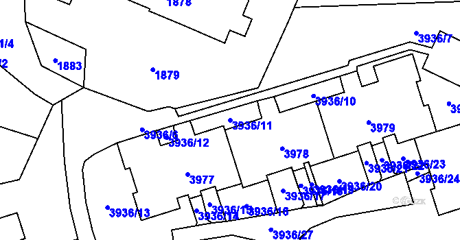 Parcela st. 3936/11 v KÚ Horní Lutyně, Katastrální mapa