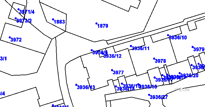 Parcela st. 3936/12 v KÚ Horní Lutyně, Katastrální mapa
