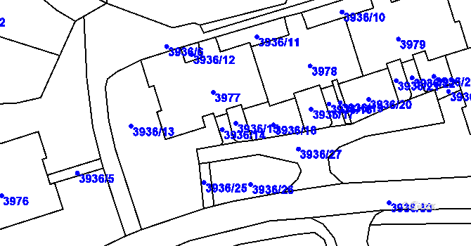 Parcela st. 3936/15 v KÚ Horní Lutyně, Katastrální mapa