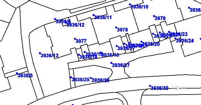 Parcela st. 3936/16 v KÚ Horní Lutyně, Katastrální mapa